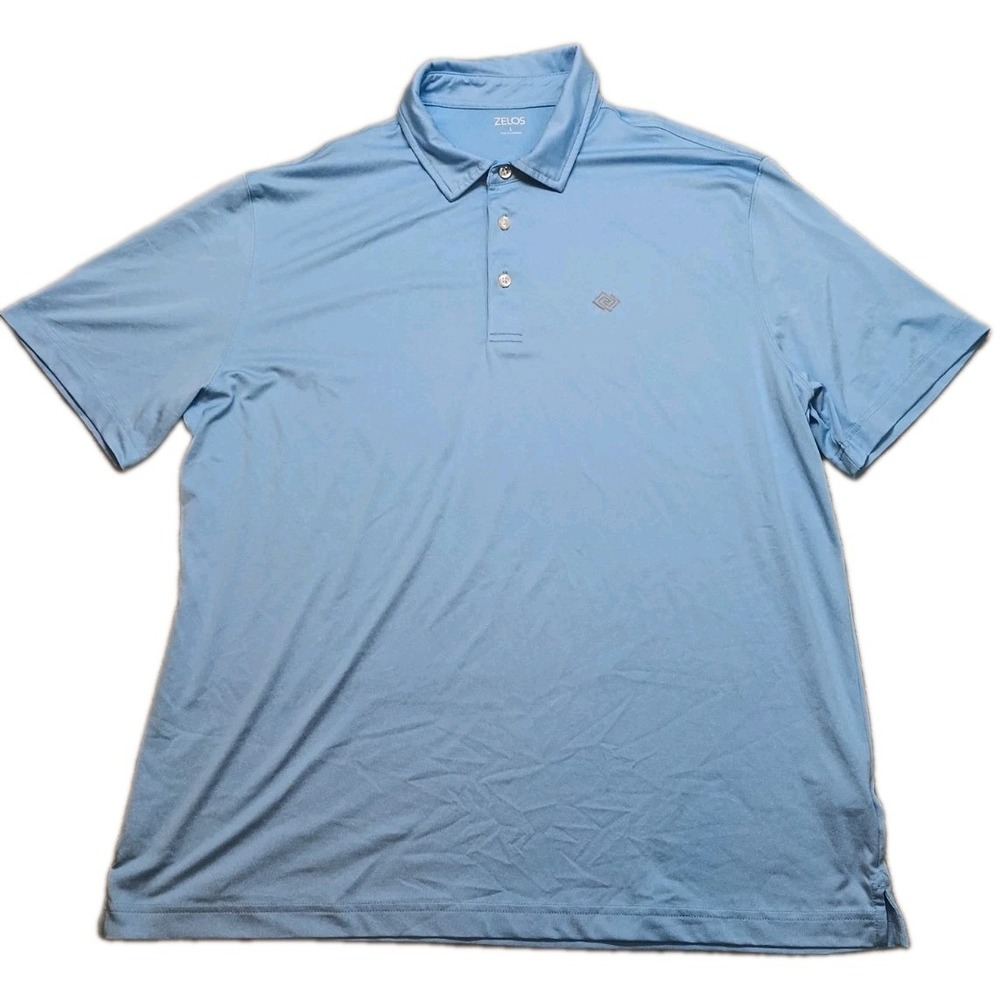 Zelos Baby Blue Golf Polo Men's Size Large Casual Polyester Preppy